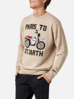 MC2 Saint Barth Man Sweater With Paris To St.Barth Front Print