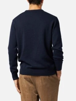 MC2 Saint Barth Man Crewneck Donegal Sweater With English Pointer Jacquard -MC2 Saint Barth Shop HER0001 09779E donegal man sweater blue 3