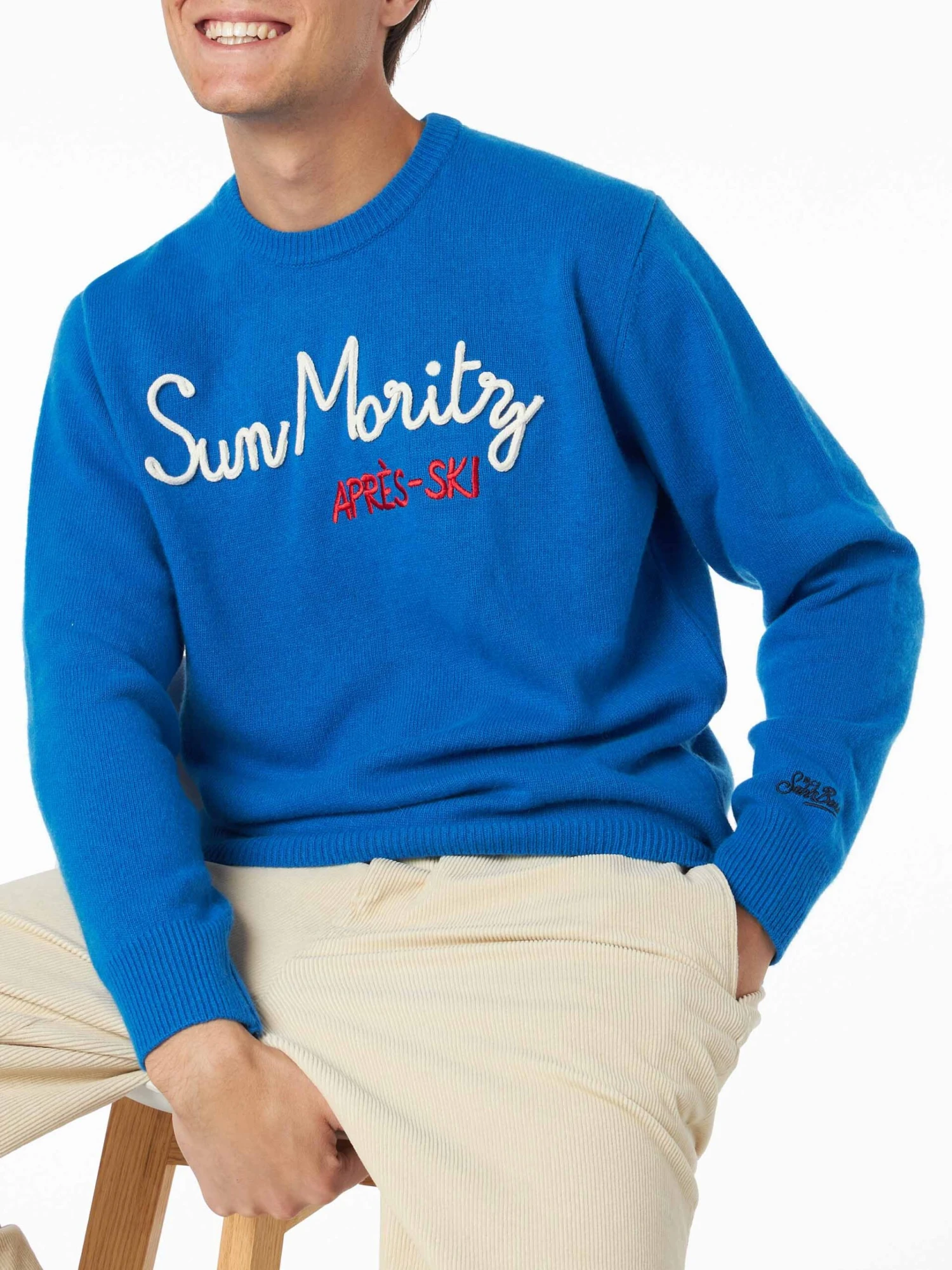 MC2 Saint Barth Man Crewneck Sweater With Sun Moritz Après Skiembroidery 3 MC2 Saint Barth Man Crewneck Sweater With Sun Moritz Après Skiembroidery