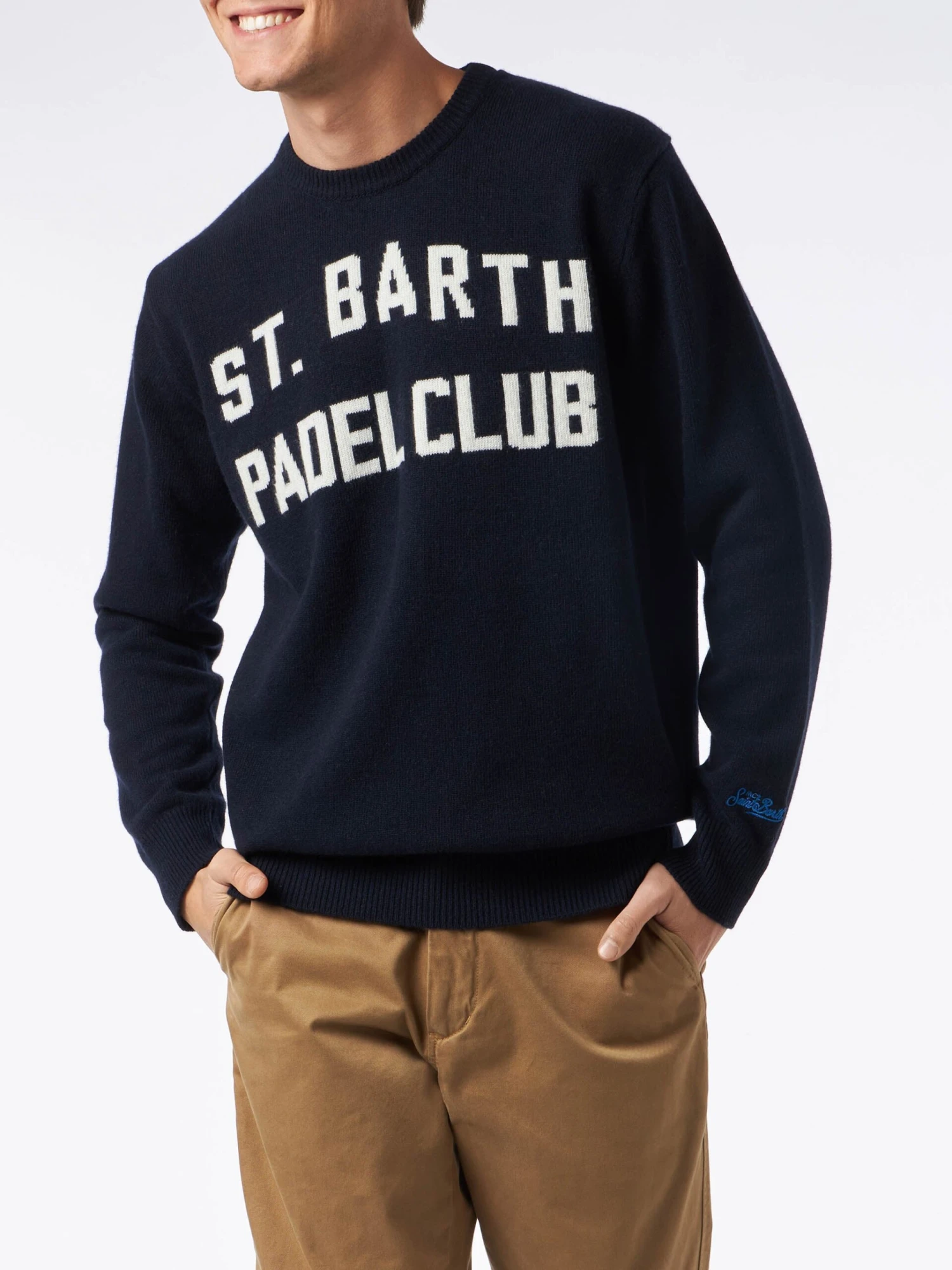 MC2 Saint Barth Man Crewneck Sweater With St. Barth Padel Club Jacquard 4 MC2 Saint Barth Man Crewneck Sweater With St. Barth Padel Club Jacquard - Image 2