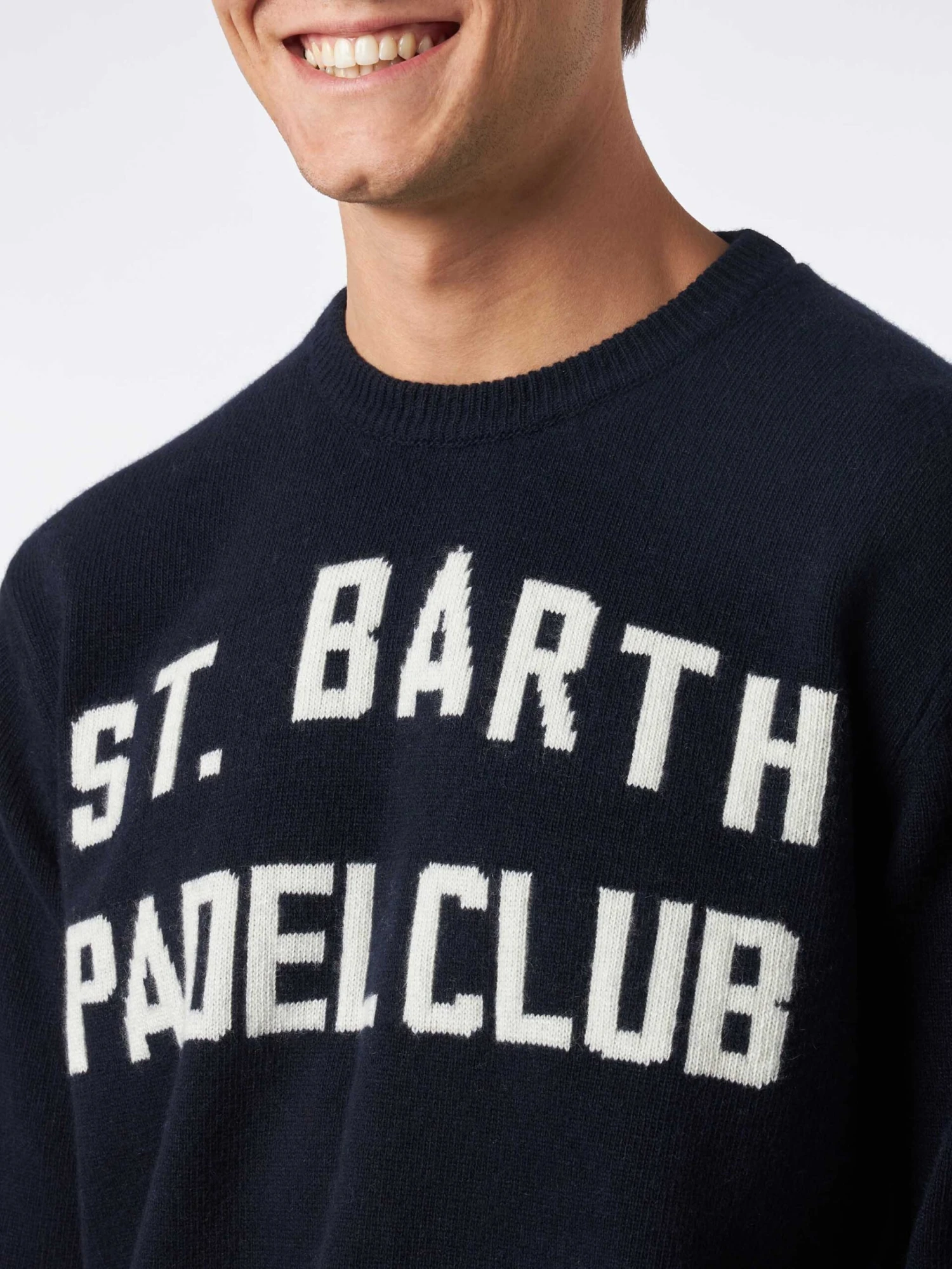 MC2 Saint Barth Man Crewneck Sweater With St. Barth Padel Club Jacquard 3 MC2 Saint Barth Man Crewneck Sweater With St. Barth Padel Club Jacquard