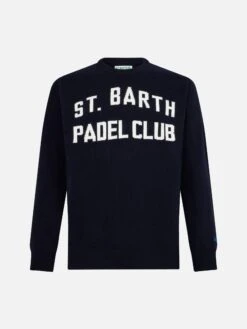 MC2 Saint Barth Man Crewneck Sweater With St. Barth Padel Club Jacquard 9 MC2 Saint Barth Man Crewneck Sweater With St. Barth Padel Club Jacquard -MC2 Saint Barth Shop HER0001 10939E man padel sweater blue 4