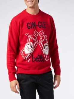 Man Red Sweater Gin-Gle Bells Print
