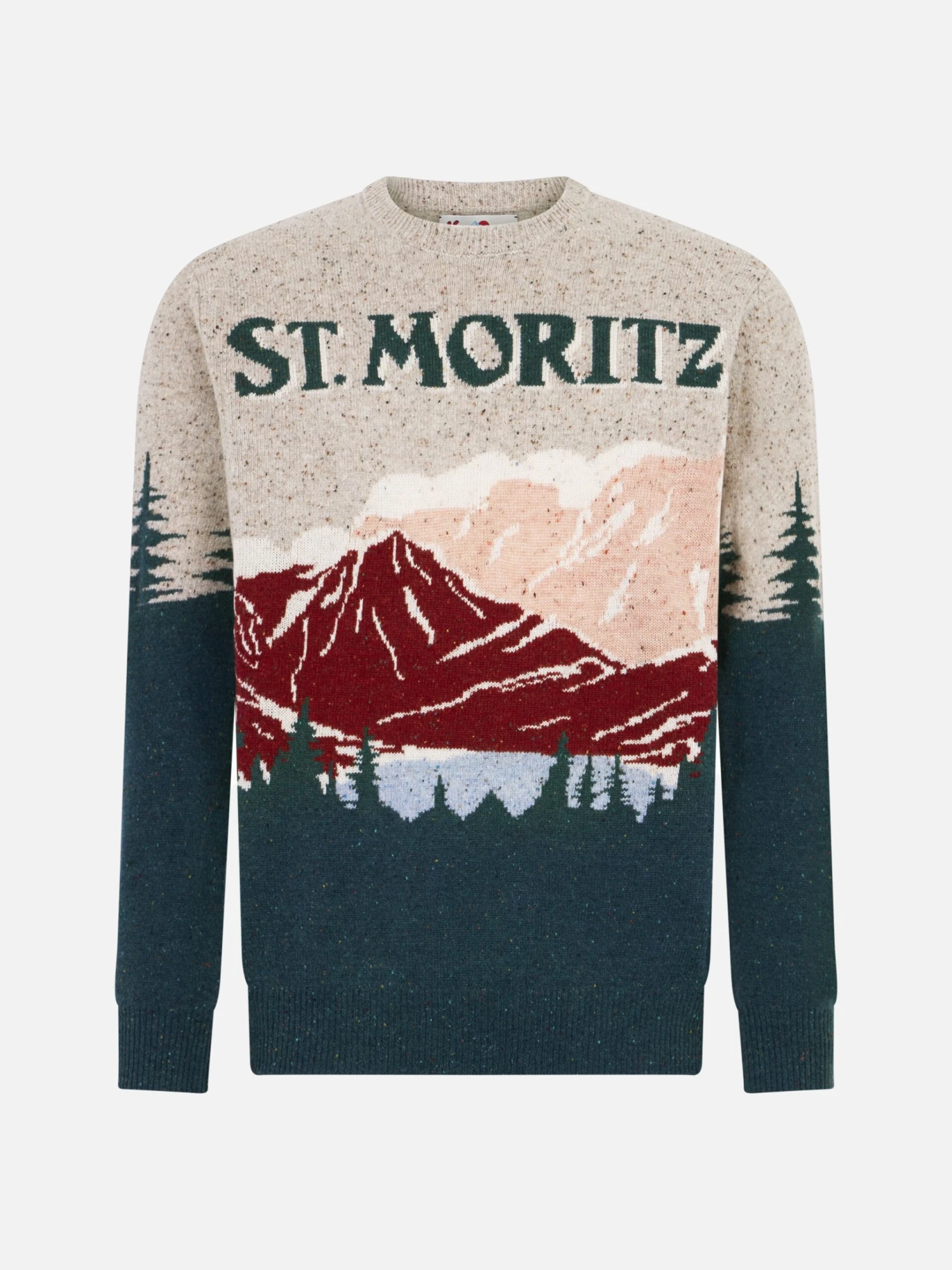 MC2 Saint Barth Man Crewneck Donegal Sweater With St. Moritz Postcard Jacquard 6 MC2 Saint Barth Man Crewneck Donegal Sweater With St. Moritz Postcard Jacquard - Image 4
