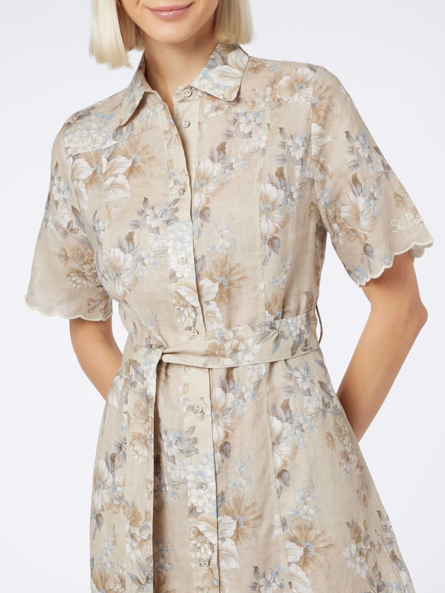 MC2 Saint Barth Woman Flower Linen Dress Hermione 5 MC2 Saint Barth Woman Flower Linen Dress Hermione - Image 3