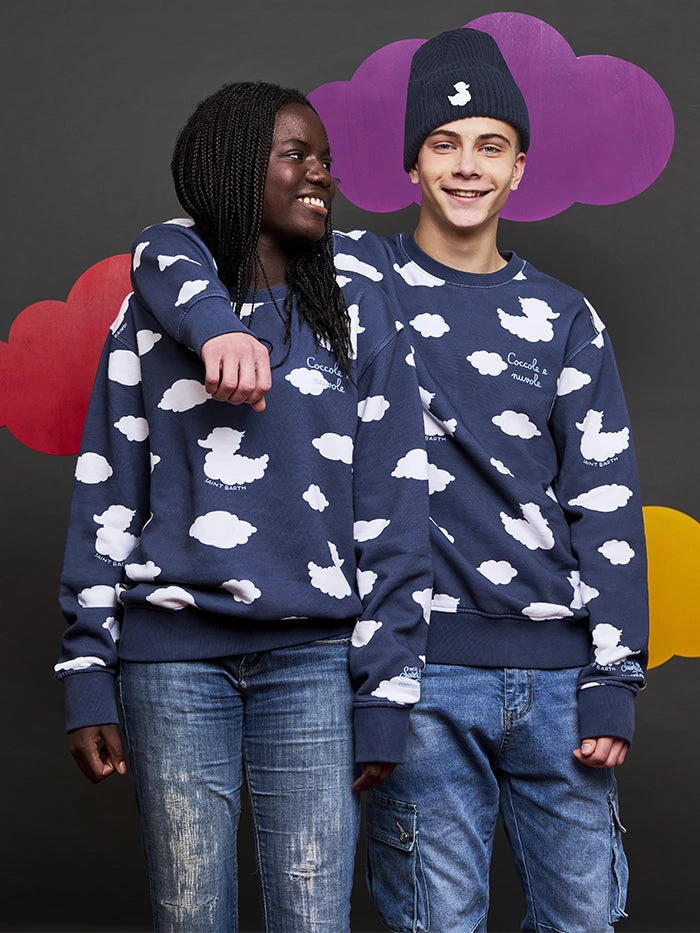 MC2 Saint Barth Kid Crewneck Blue Sweatshirt With Coccole E Nuvole Embroidery | COCCOLEBIMBI SPECIAL EDITION 9 MC2 Saint Barth Kid Crewneck Blue Sweatshirt With Coccole E Nuvole Embroidery | COCCOLEBIMBI SPECIAL EDITION - Image 7