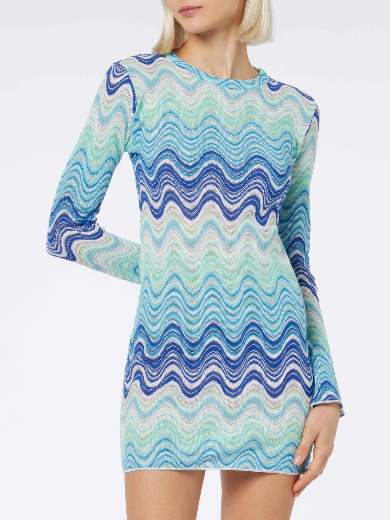 MC2 Saint Barth Woman Raschel Knit Light Blue Short Dress Imany 3 MC2 Saint Barth Woman Raschel Knit Light Blue Short Dress Imany