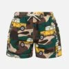 MC2 Saint Barth Boy Lightweight Fabric Swim-shorts Jean Lighting With Off-road Car Print