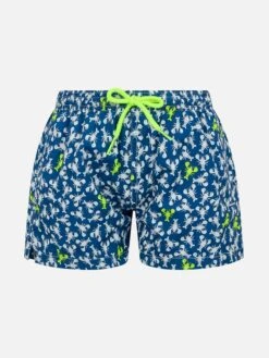 MC2 Saint Barth Boy Lightweight Fabric Swim-shorts Jean Lighting With Lobsters Print