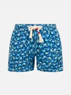 MC2 Saint Barth Boy Lightweight Fabric Swim-shorts Jean Lighting 70 With Crabs Print