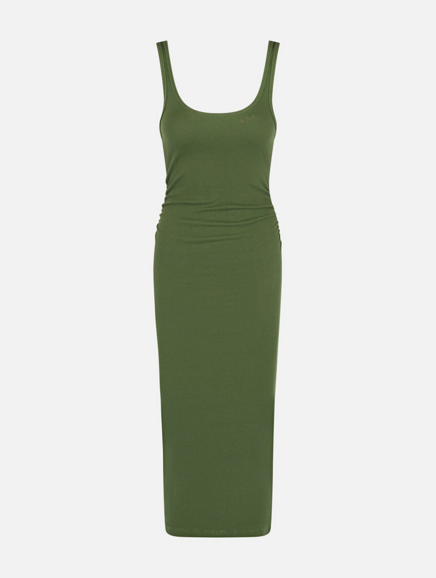 MC2 Saint Barth Jennifer Ribbed Military Green Cotton Jersey Tank Dress 6 MC2 Saint Barth Jennifer Ribbed Military Green Cotton Jersey Tank Dress - Image 4