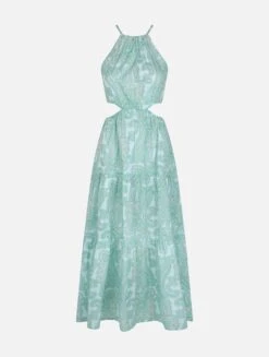 MC2 Saint Barth Woman Cut Out Long Dress Kaby With Paisley Print -MC2 Saint Barth Shop KAB001 04070F woman cut out long dress paisley green 4