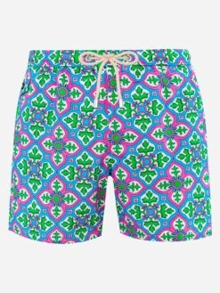 MC2 Saint Barth Man Lightweight Fabric Swim-shorts Lighting 70 With Majolica Print