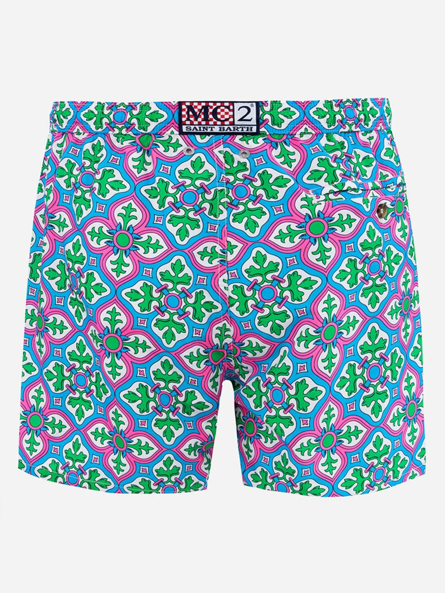MC2 Saint Barth Man Lightweight Fabric Swim-shorts Lighting 70 With Majolica Print 4 MC2 Saint Barth Man Lightweight Fabric Swim-shorts Lighting 70 With Majolica Print - Image 2