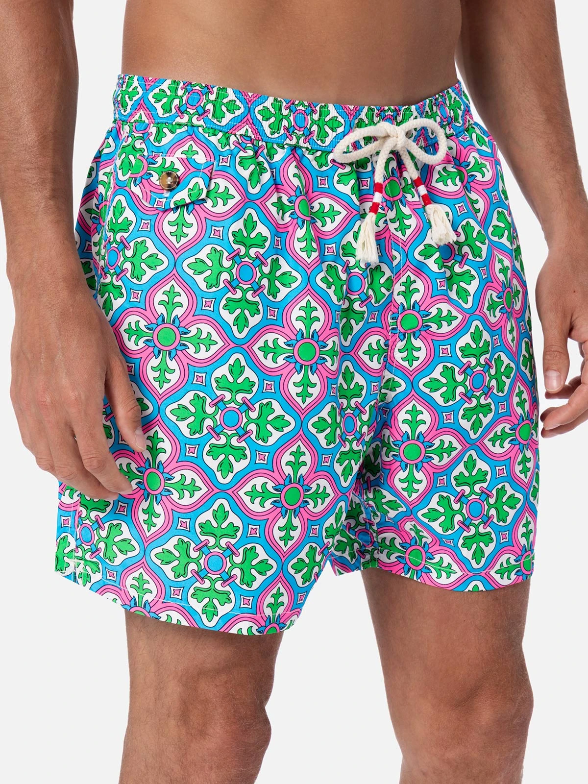 MC2 Saint Barth Man Lightweight Fabric Swim-shorts Lighting 70 With Majolica Print 6 MC2 Saint Barth Man Lightweight Fabric Swim-shorts Lighting 70 With Majolica Print - Image 4