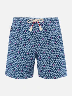MC2 Saint Barth Man Lightweight Fabric Swim-shorts Lighting 70 With Starfishes Print