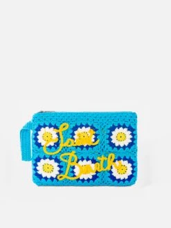 MC2 Saint Barth Parisienne Crochet Pouch Bag With Daisy Embroidery