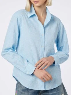 MC2 Saint Barth Woman Classic Sangallo Cotton Shirt Meredith -MC2 Saint Barth Shop MDH001 04430F woman shirt sangallo light blue 3