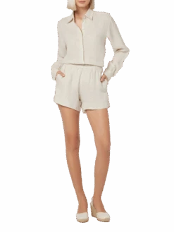 MC2 Saint Barth Meredith Cream Linen Classic Shirt -MC2 Saint Barth Shop MEA002 00030F woman linen short off white 1copia fd6323a9 f15f 45b7 9e16 8e2faa31a041
