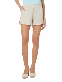 MC2 Saint Barth Woman Off-white Linen Pull Up Shorts Meave