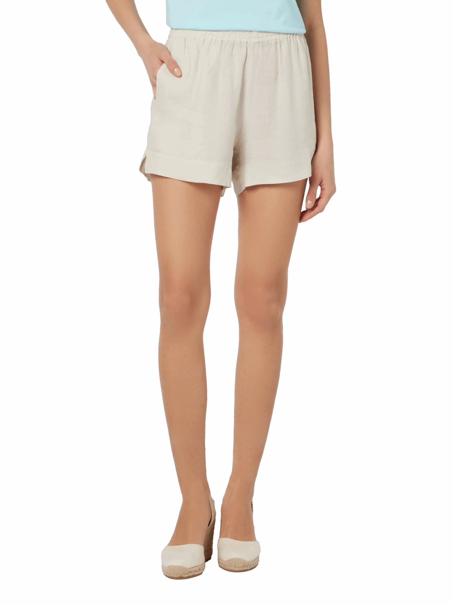 MC2 Saint Barth Woman Off-white Linen Pull Up Shorts Meave 3 MC2 Saint Barth Woman Off-white Linen Pull Up Shorts Meave