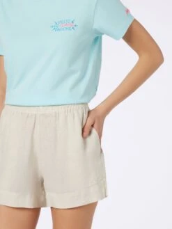 MC2 Saint Barth Woman Off-white Linen Pull Up Shorts Meave 14 MC2 Saint Barth Woman Off-white Linen Pull Up Shorts Meave -MC2 Saint Barth Shop MEA002 00030F woman linen short off white 5