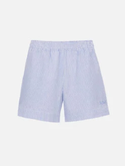 MC2 Saint Barth Meave Seersucker Cotton Pull-up Shorts With Light Blue Striped Print -MC2 Saint Barth Shop MEA002 00274F seersucker striped cotton shorts 5 c1e27bd7 ae9b 4298 ae2d b14248870fb6