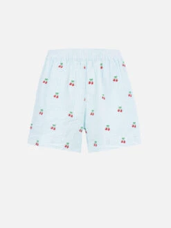 MC2 Saint Barth Woman Seersucker Striped Pull Up Shorts Meave With Cherry Patches -MC2 Saint Barth Shop MEA002 01834F 01