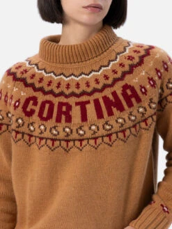 MC2 Saint Barth Woman Cashmere Blend Sweater Meghan With Nordic Jacquard -MC2 Saint Barth Shop MEH002 00298G woman beige Cortina turtleneck sweater 03