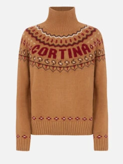 MC2 Saint Barth Woman Cashmere Blend Sweater Meghan With Nordic Jacquard -MC2 Saint Barth Shop MEH002 00298G woman beige Cortina turtleneck sweater 05