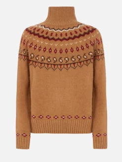 MC2 Saint Barth Woman Cashmere Blend Sweater Meghan With Nordic Jacquard -MC2 Saint Barth Shop MEH002 00298G woman beige Cortina turtleneck sweater 06