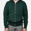 MC2 Saint Barth Man Green Zipped And Hooded Sweatshirt Mercer With St. Barth Embroidery -MC2 Saint Barth Shop MER000100716E front web