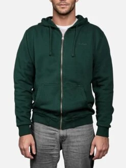 MC2 Saint Barth Man Green Zipped And Hooded Sweatshirt Mercer With St. Barth Embroidery