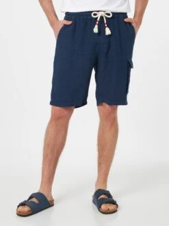 MC2 Saint Barth Man Navy Blue Linen Bermuda Marseille