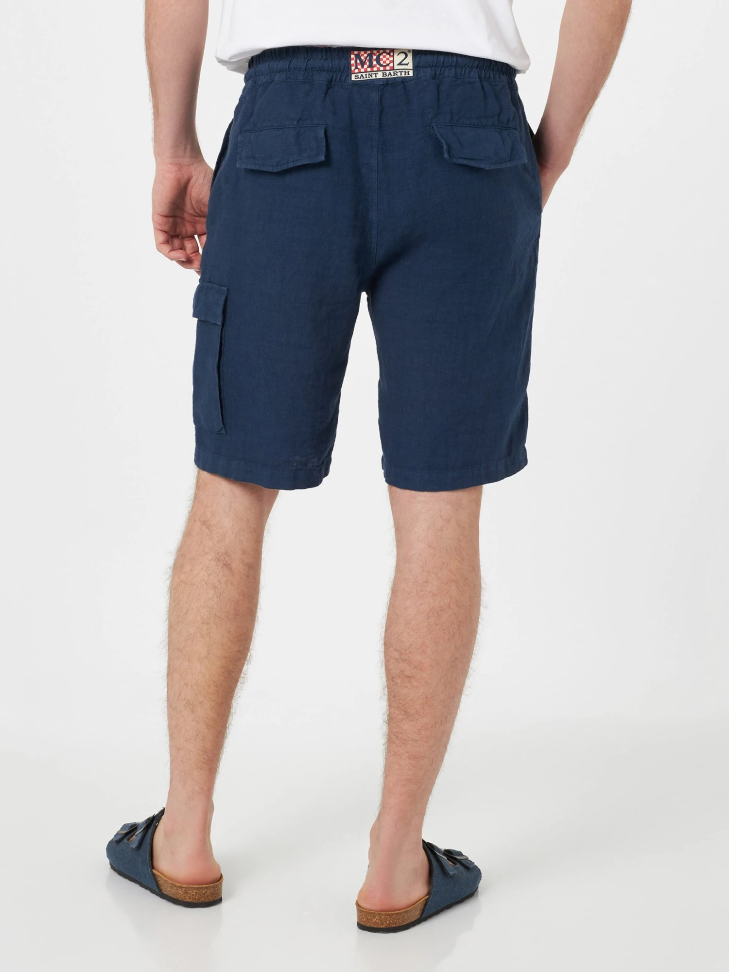 MC2 Saint Barth Man Navy Blue Linen Bermuda Marseille 4 MC2 Saint Barth Man Navy Blue Linen Bermuda Marseille - Image 2
