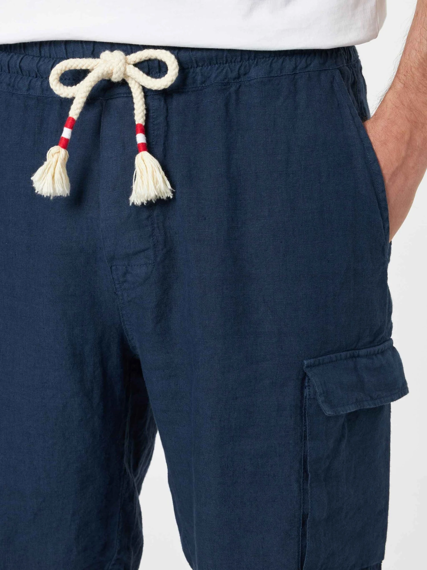 MC2 Saint Barth Man Navy Blue Linen Bermuda Marseille 5 MC2 Saint Barth Man Navy Blue Linen Bermuda Marseille - Image 3