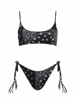 MC2 Saint Barth Woman Bralette Bikini With Black Bandanna Print