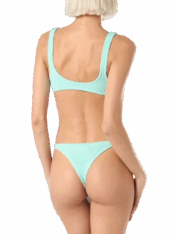 MC2 Saint Barth Woman Sage Green Tiny Crinkle Bikini Pamy Naomi -MC2 Saint Barth Shop NAO0006 00125F woman water green bikini crinkle 4