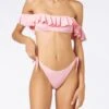 Off Shoulderpink Bikini Top -MC2 Saint Barth Shop ODE0001 21C pink ruffled bikini woman 1
