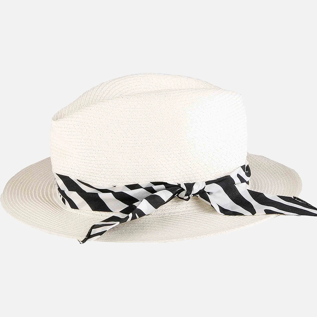 MC2 Saint Barth White Paper Hat With Zebra Print Bandeau 3 MC2 Saint Barth White Paper Hat With Zebra Print Bandeau