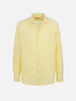 MC2 Saint Barth Man Pale Yellow Linen Shirt Pamplona -MC2 Saint Barth Shop PAMP00102603F LIGHT YELLOW man pamplona linen shirt yellow 5