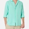 MC2 Saint Barth Man Mint Green Linen Shirt Pamplona