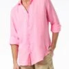 MC2 Saint Barth Man Water Color Fluo Pink Linen Pamplona Shirt