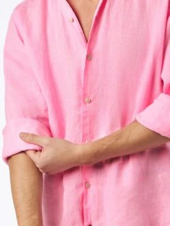 MC2 Saint Barth Man Water Color Fluo Pink Linen Pamplona Shirt -MC2 Saint Barth Shop PAMP001 00825D pink fluo shirt man linen 3
