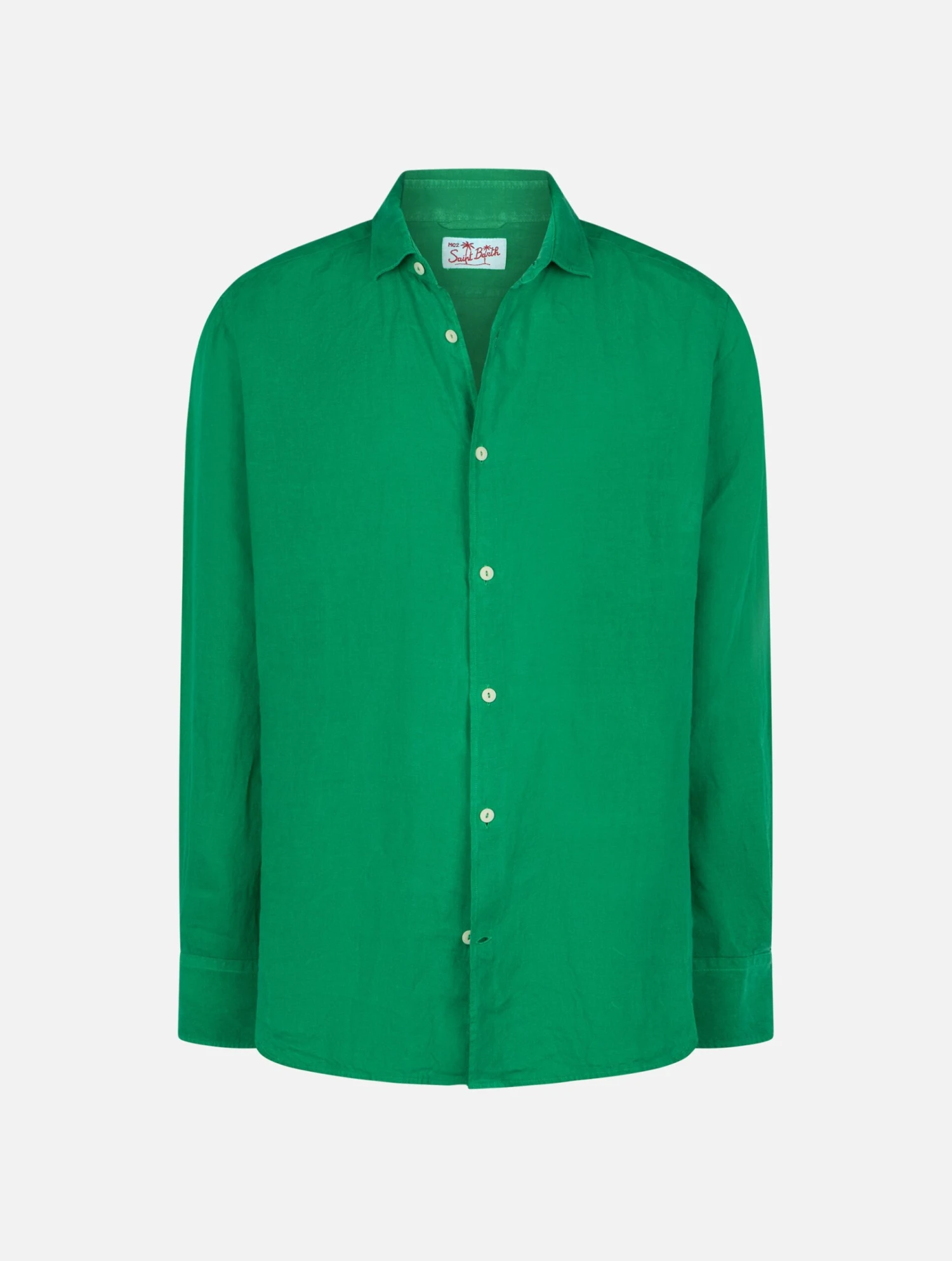 MC2 Saint Barth Man Green Linen Shirt Pamplona 6 MC2 Saint Barth Man Green Linen Shirt Pamplona - Image 4