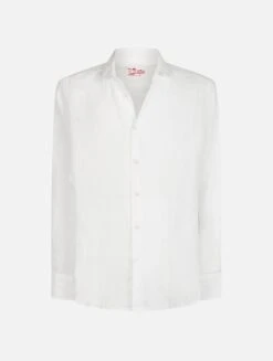 MC2 Saint Barth Man White Linen Shirt Pamplona -MC2 Saint Barth Shop PAMP001 01520F man linen shirt white 4
