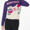 MC2 Saint Barth Woman Crewneck Sweater New Queen With Mont Rosè Postcard Jacquard -MC2 Saint Barth Shop PEA0004 00187E postcard mont rose woman sweater 1