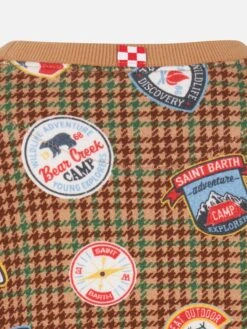 MC2 Saint Barth Boy Crewneck Sweatshirt With Patches And Pied De Poule Print -MC2 Saint Barth Shop PERT001 00041E boy sweatshirt patches pied poule 3