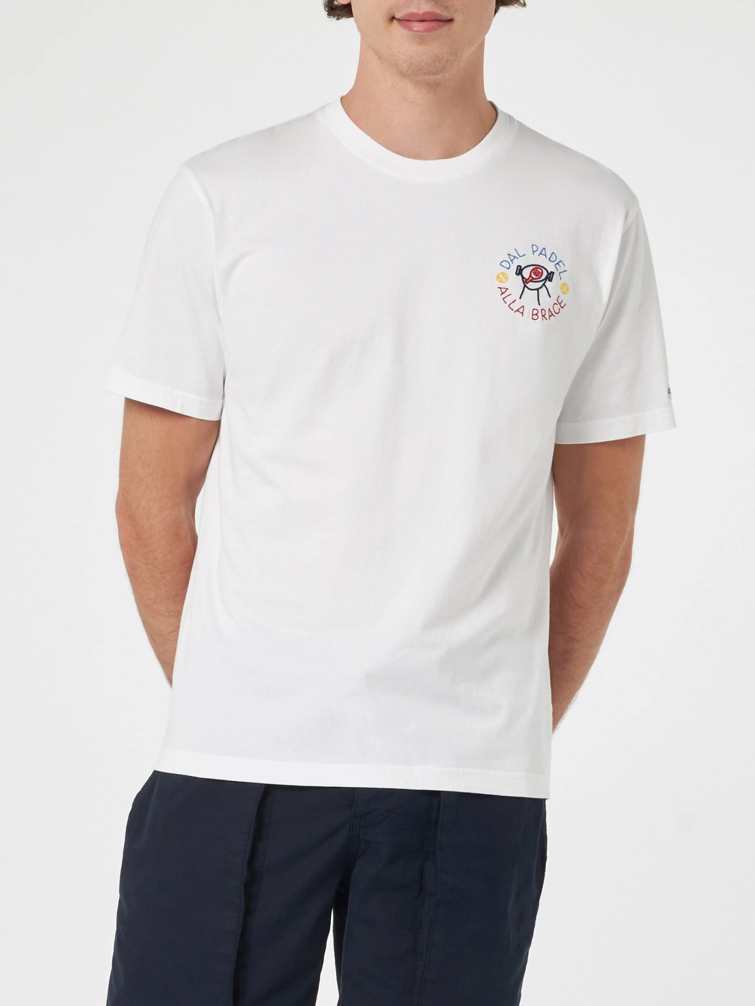 MC2 Saint Barth Man Classic Fit Cotton Jersey T-shirt Portofino With Dal Padel Alla Brace Embroidery | INSULTI LUMINOSI SPECIAL EDITION 4 MC2 Saint Barth Man Classic Fit Cotton Jersey T-shirt Portofino With Dal Padel Alla Brace Embroidery | INSULTI LUMINOSI SPECIAL EDITION - Image 2