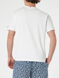 MC2 Saint Barth Man Classic Fit Cotton Jersey T-shirt Portofino With Chi Non Muore Poi Ribeve Embroidery | INSULTI LUMINOSI SPECIAL EDITION -MC2 Saint Barth Shop POT0001 04404F man tshirt white embroidery 3